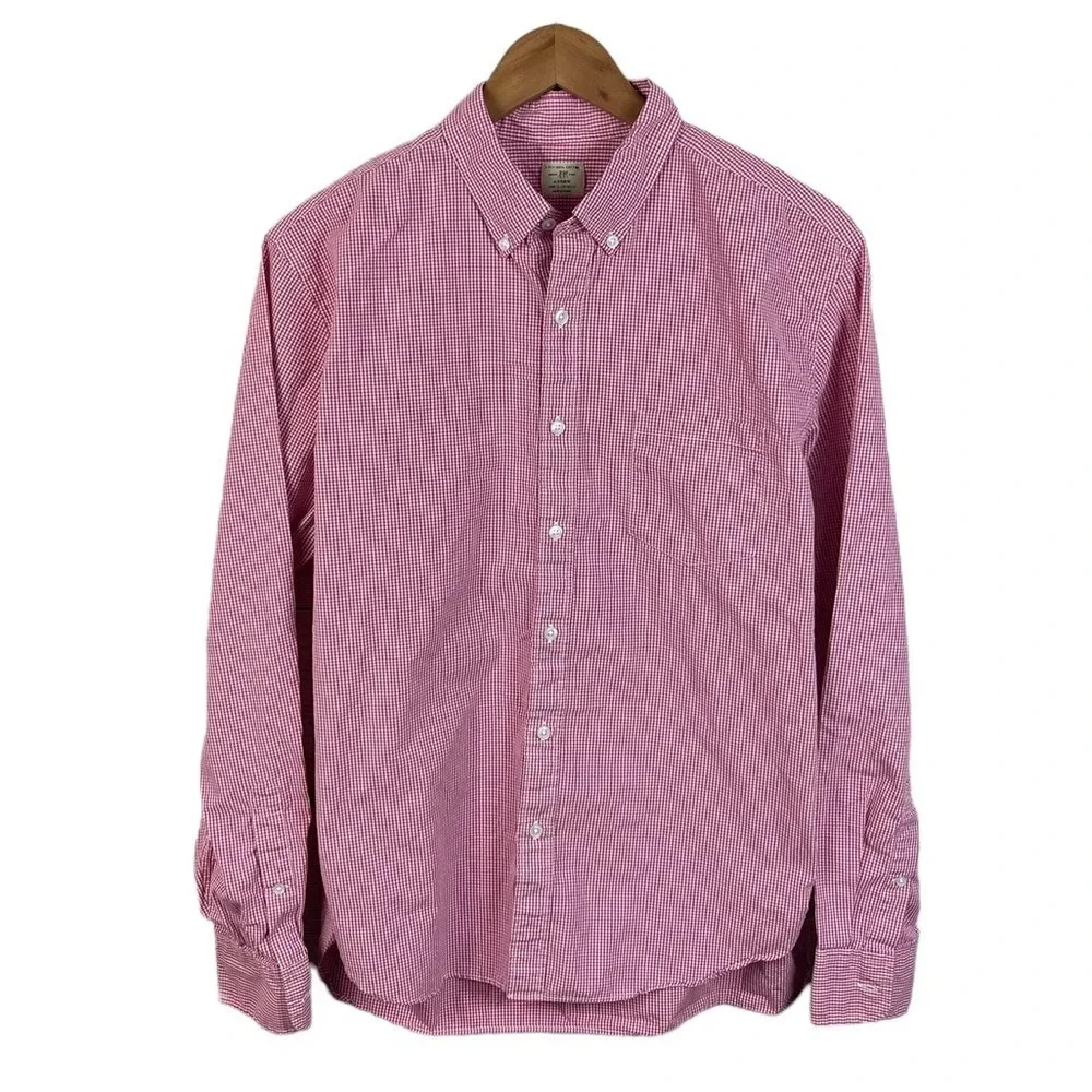 BF269 Mens J. Crew Preppy Gingham Button Down Shirt 16-16.5 L